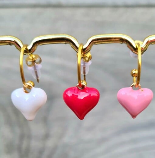 Oorbellen love hart gekleurd