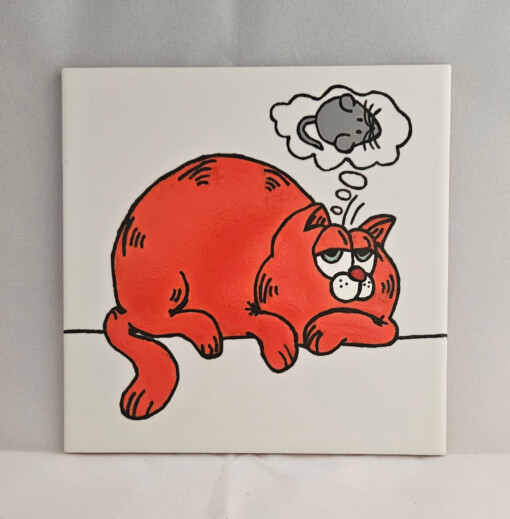 Tegeltje met rode kater