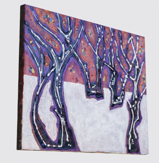 "First snow. Twilight" -reliëf van gips en acryl