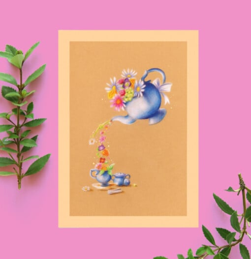 Verjaardags kaart Floral tea