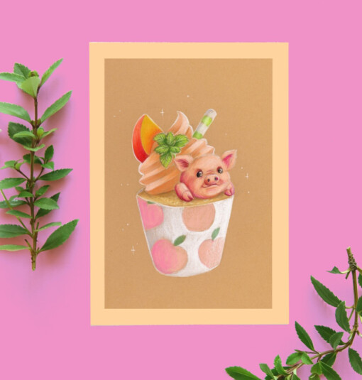 Verjaardags kaart Cupcake varken