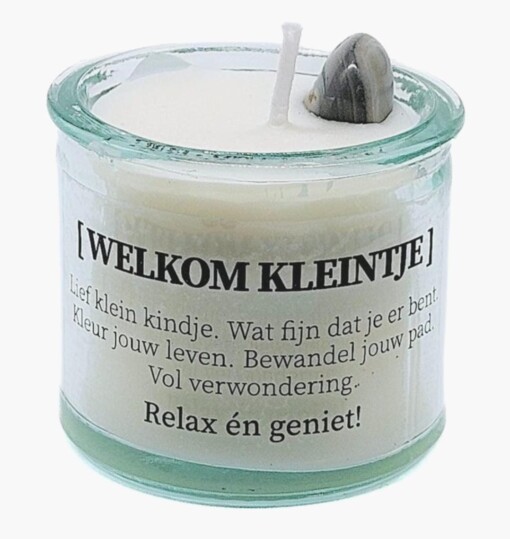 Geboortekaars met edelsteen - Welkom kleintje - jongen 5cm