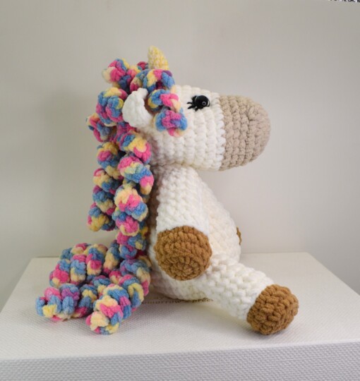 Zachte en magische vriendje gehaakte Unicorn/Eenhoorn knuffel, blanket garen