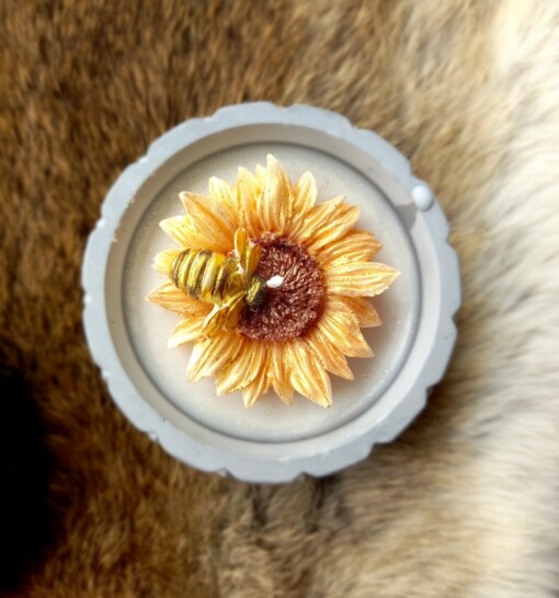 Kaarsje zonnebloem met bijtje
