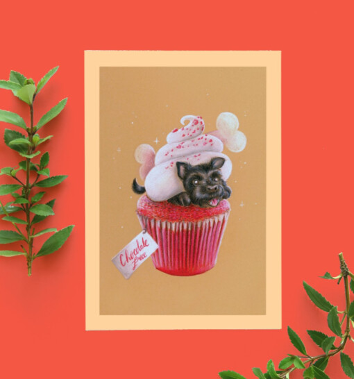 Verjaardags kaart Cupcake hond