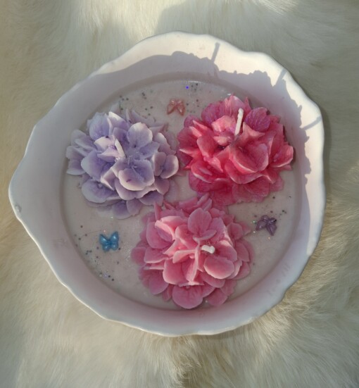 Hortensia geurkaars schaaltje