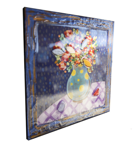 Home Flowers 2 -schilderen onder epoxylaag en mosaic