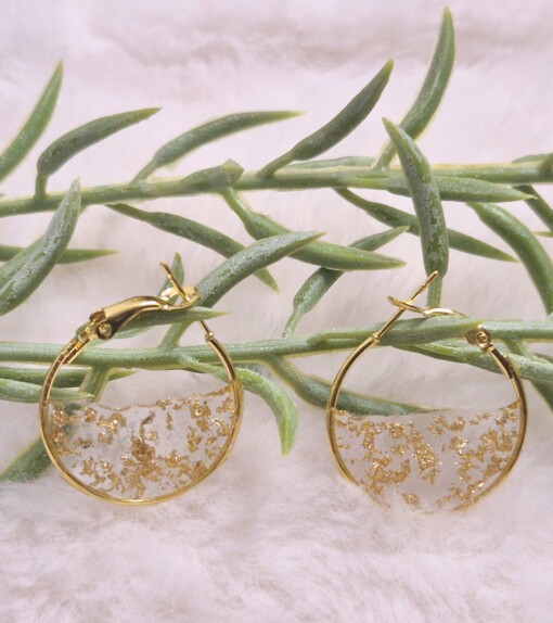 Gouden ronden Resin Oorbellen