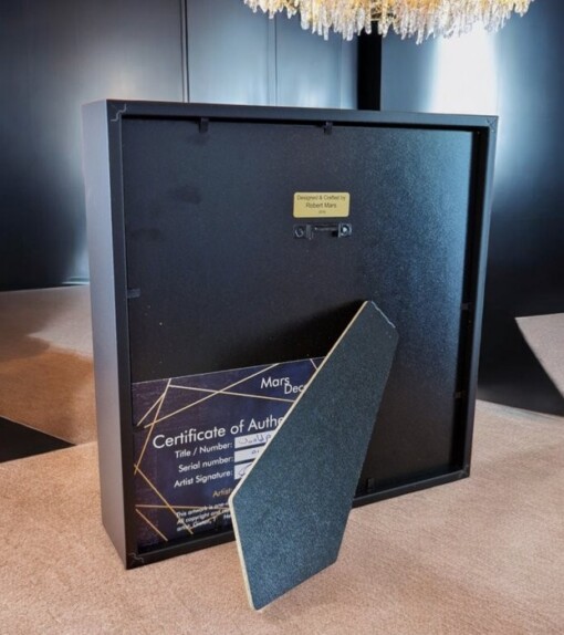 Peace logo 23ct goud verguld kunstwerk in lijst