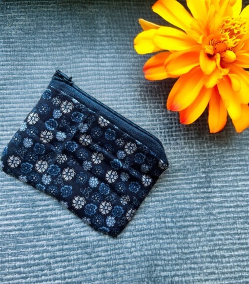 kleine katoenen pouch met rits, praktisch als portemonnee
