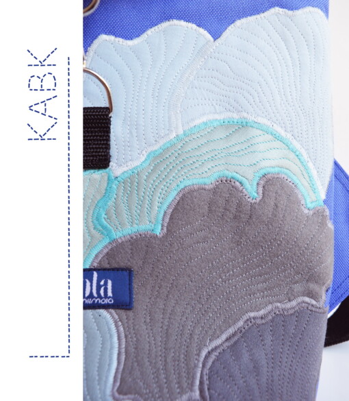 Blauwe waterdicht rugzak met magische paddestoel textiel kunstwerk