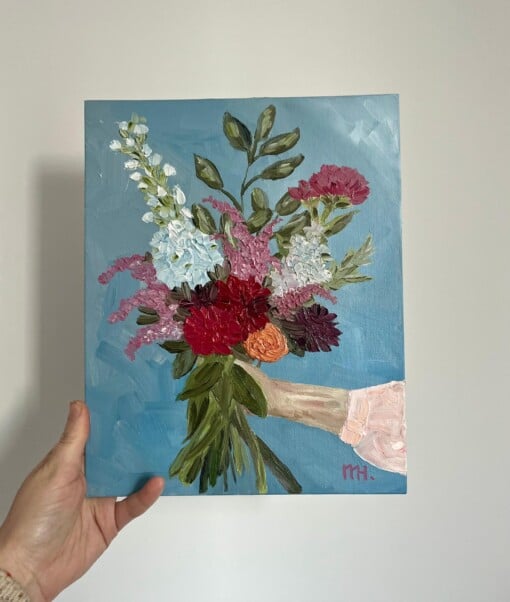 Schilderij "I can buy myself flowers" - origineel kunstwerk in olieverf