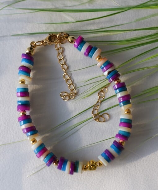 gekleurde disc schelpkralen armband