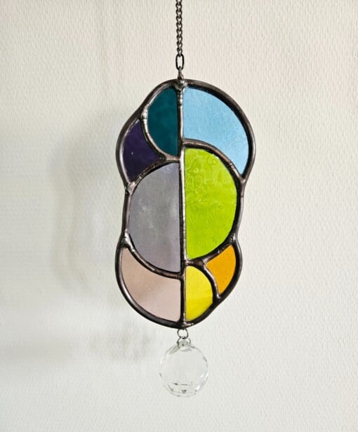 A-symmetrische glas in lood zonnevanger bright regenboog met kristal