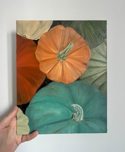 Schilderij "Pompoenen" - origineel kunstwerk in olieverf