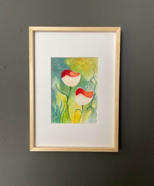 Aquarel rode bloemen