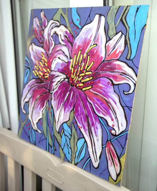 Bloemenwereld. Origineel schilderij op paneel.