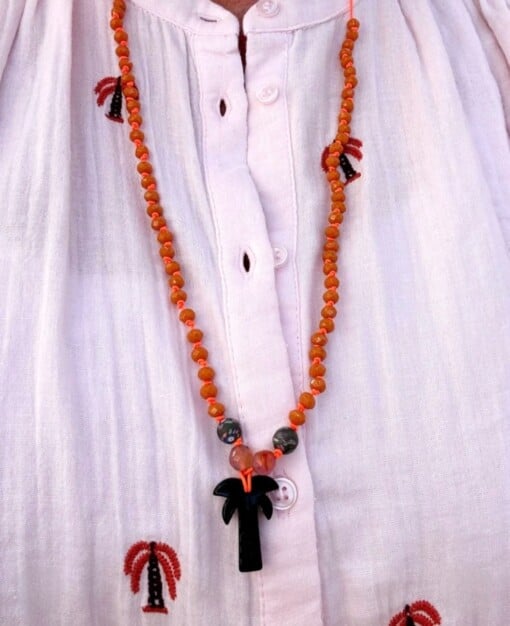 handmade design ketting met agaat palmboom bedel