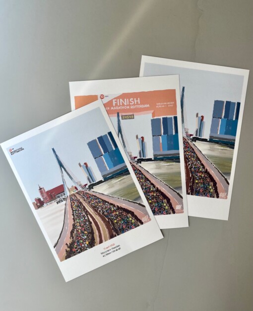 Rotterdam Marathon art print - personaliseerbaar stijl 'finishboog'