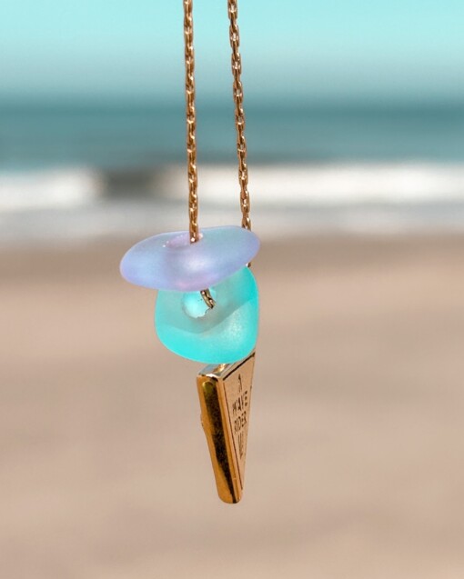 Zeeglas Wave Rider ketting goud