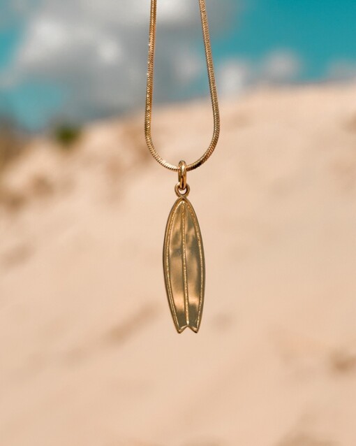 Oceaan Shortboard Ketting Goud