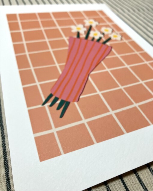Boeket witte bloemen kunstprint - sfeervolle botanische illustratie | A4 poster 21x30 cm