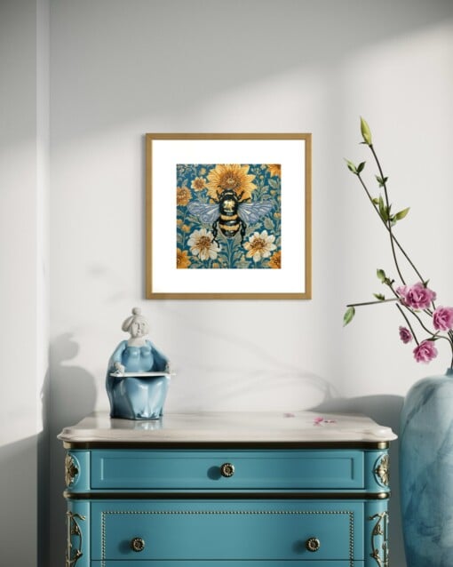 Hommel handgedrukte linosnede print