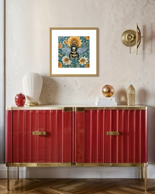 Hommel handgedrukte linosnede print