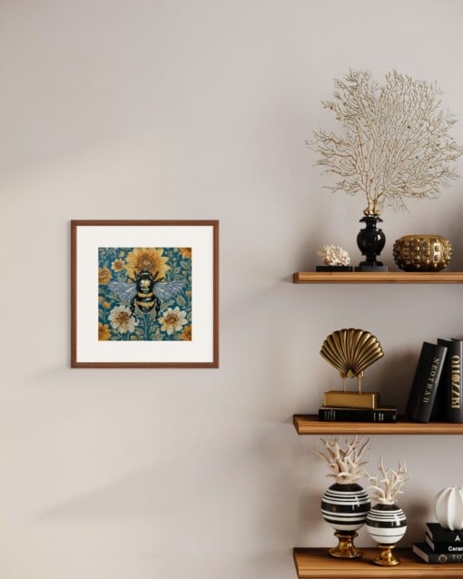 Hommel handgedrukte linosnede print