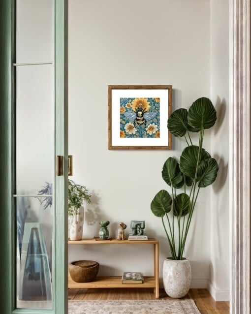 Hommel handgedrukte linosnede print