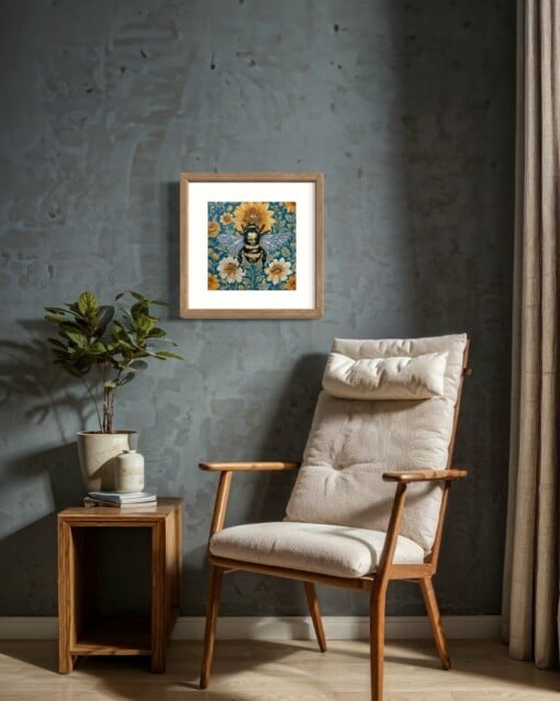 Hommel handgedrukte linosnede print