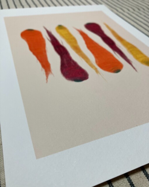 Regenboogwortels kunstprint – kleurrijke botanische food illustratie | A4 poster 21x30 cm