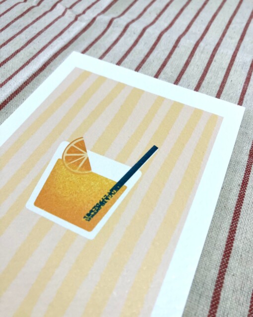 Zomers drankje kunstkaart – moderne cocktail illustratie voor keuken | A6 print 10x15 cm