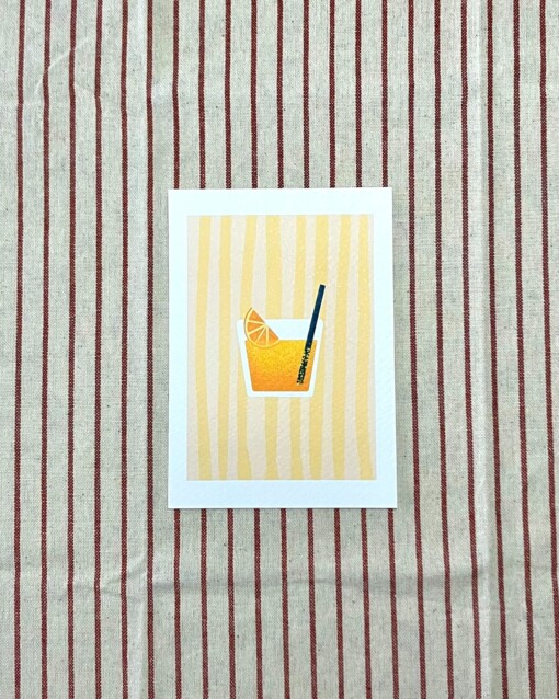 Zomers drankje kunstkaart – moderne cocktail illustratie voor keuken | A6 print 10x15 cm