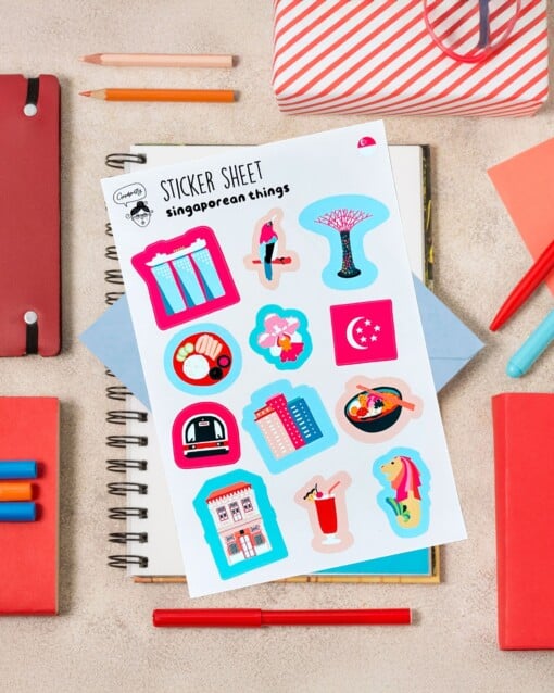🇸🇬 Sticker Sheet – Singapore Cultuur