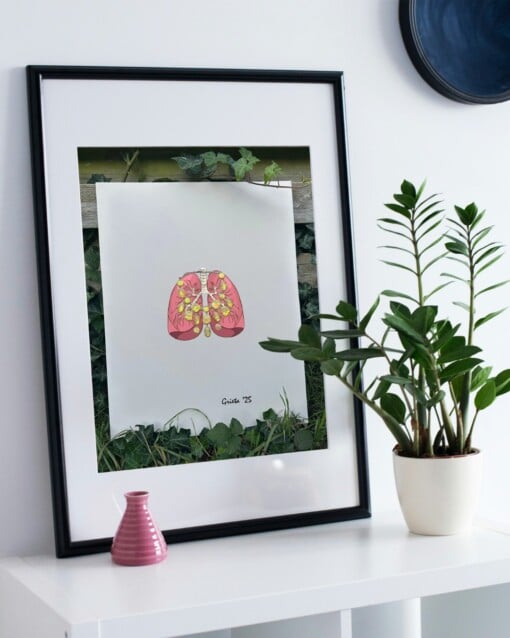 Kunst print, Eco materiaal, Handgemaakt, Uniek stuk! = Adem Juweel (poster, beige, verschillende maten)