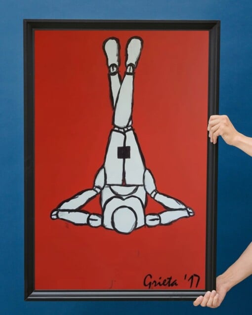 Kunst print, Eco materiaal, Handgemaakt, Uniek stuk! = Balans (canvas, Rood, 75x100)
