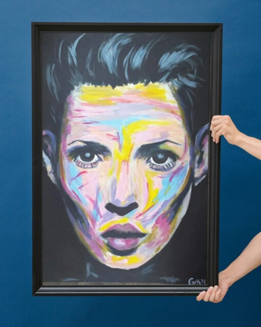 Kunst print, Eco materiaal, Handgemaakt, Uniek stuk! = Kate Moss (canvas, 75x100)