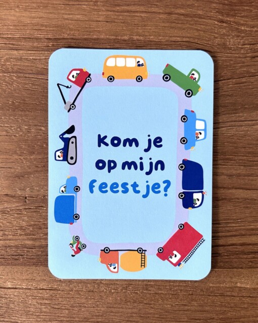 Kinderfeest Uitnodigingen – Voertuigen en Auto's – Set van 5