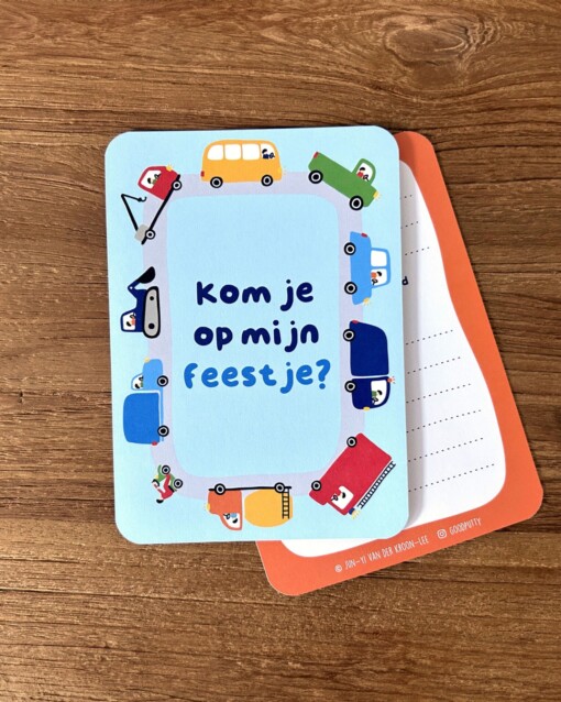 Kinderfeest Uitnodigingen – Voertuigen en Auto's – Set van 5