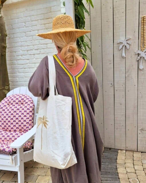 Totebag * big shopper of beachbag met palmboom of bisous