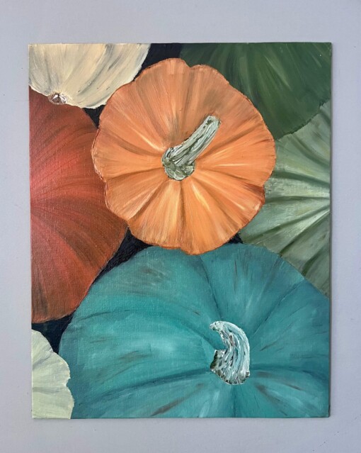 Schilderij "Pompoenen" - origineel kunstwerk in olieverf