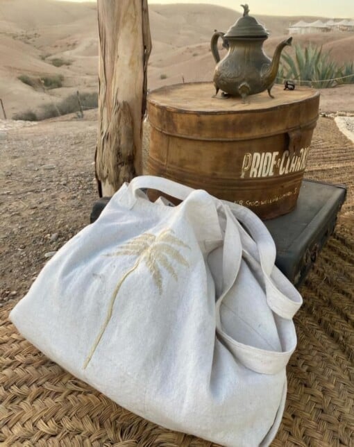 Totebag * big shopper of beachbag met palmboom of bisous