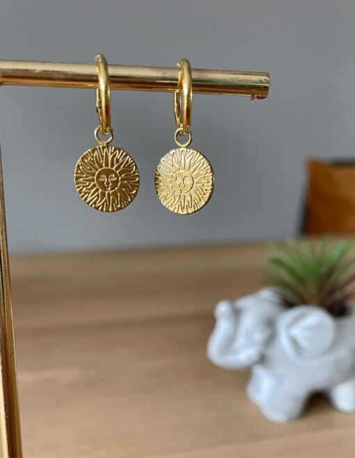 Oorbellen zon goud