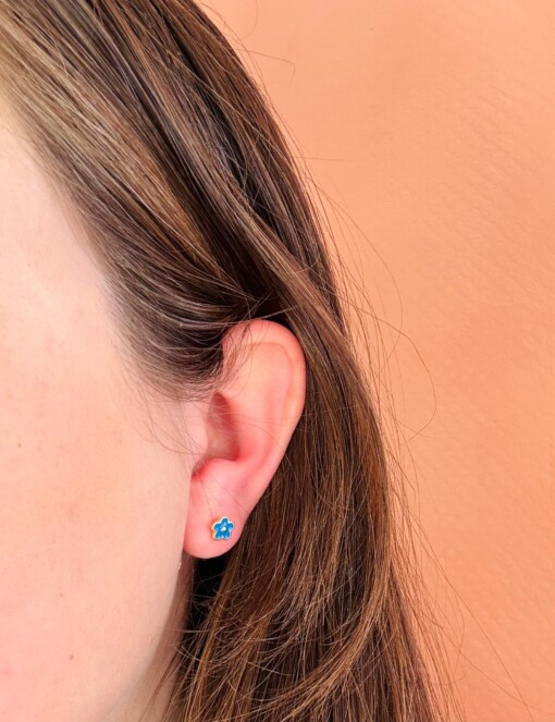 925 zilveren Flora studs in blauw