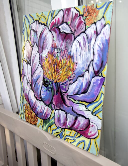 Bloemenwereld 2. Origineel schilderij op paneel.