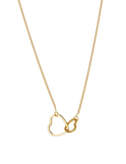 Gold Plated Necklace With Double Heart