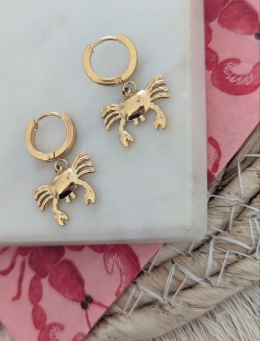 Crabby Chic Drops – Gouden Stainless Steel Oorbellen