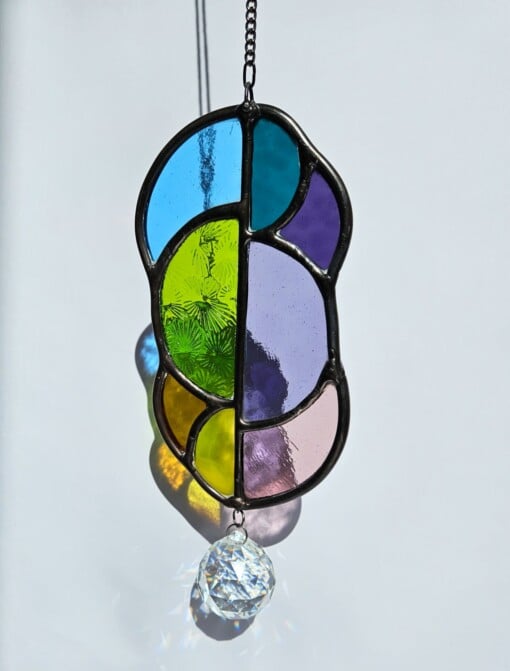 A-symmetrische glas in lood zonnevanger bright regenboog met kristal