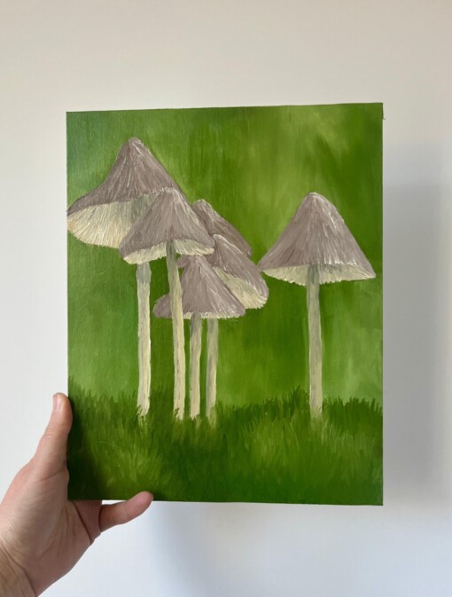 Schilderij "Paddenstoelen" - origineel kunstwerk in olieverf